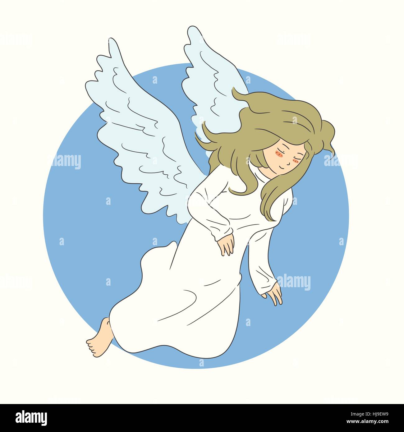 Hand drawn angel flying Illustration de Vecteur