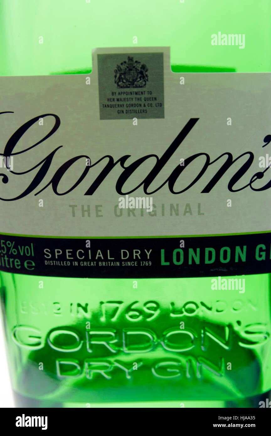 Bouteille de Gordon's Gin Banque D'Images