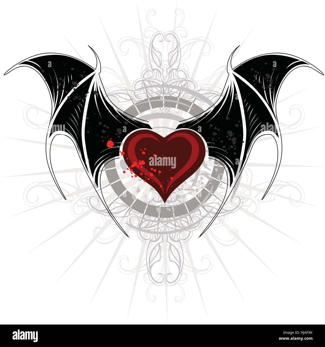 Coeur de vampire avec des ailes Illustration de Vecteur