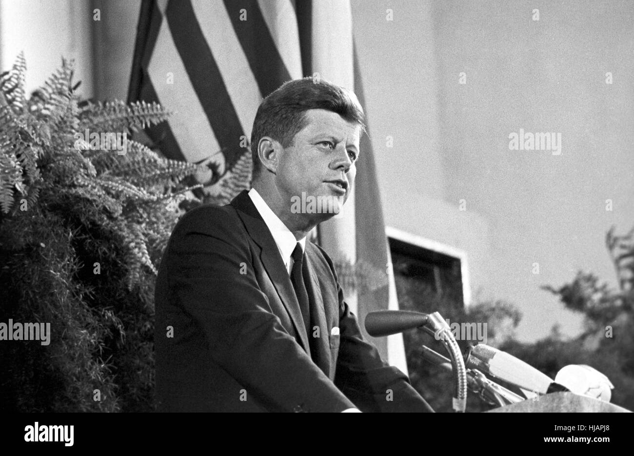 Président américain John F. Kennedy lors de sa visite dans la région de Frankfurt am Main le 25 juin 1963 lors de la Paulskirche historique. Banque D'Images