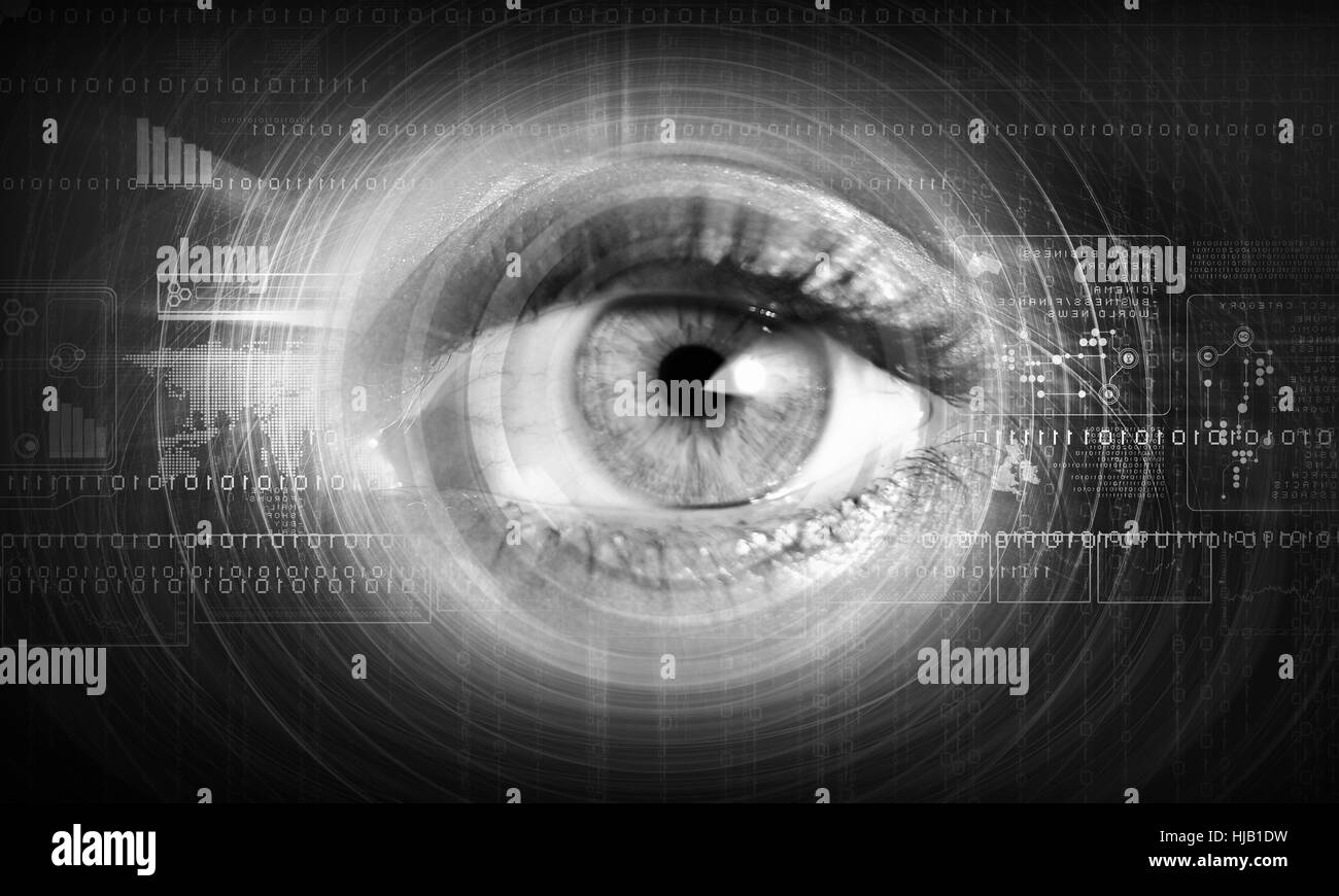 Image numérique de woman's eye. Concept de sécurité Banque D'Images