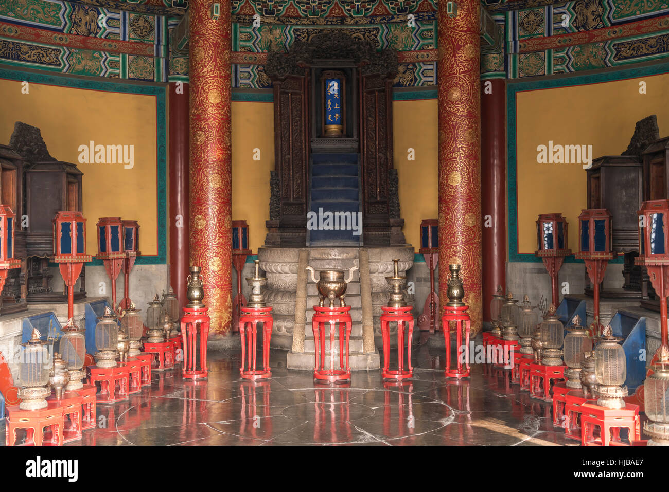 L'intérieur de la voûte céleste impériale, Temple du Ciel, Beijing, République populaire de Chine, l'Asie Banque D'Images