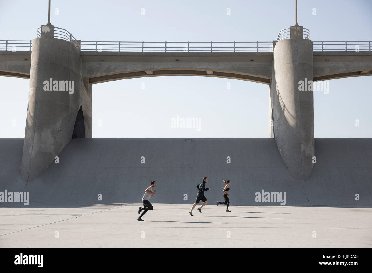 Les athlètes le jogging, Van Nuys, Californie, USA Banque D'Images