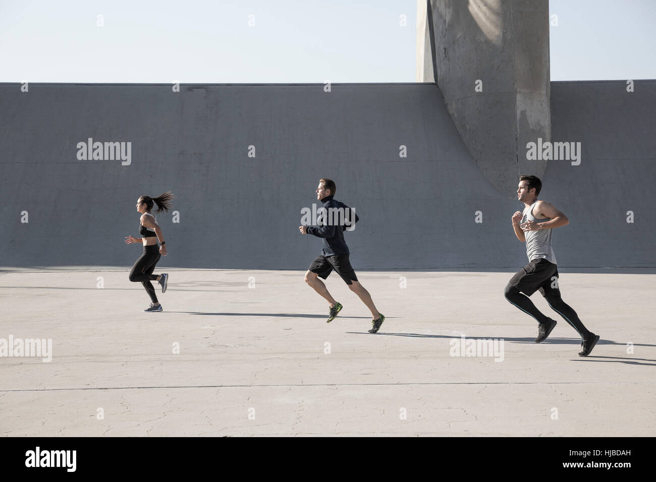 Les athlètes le jogging, Van Nuys, Californie, USA Banque D'Images