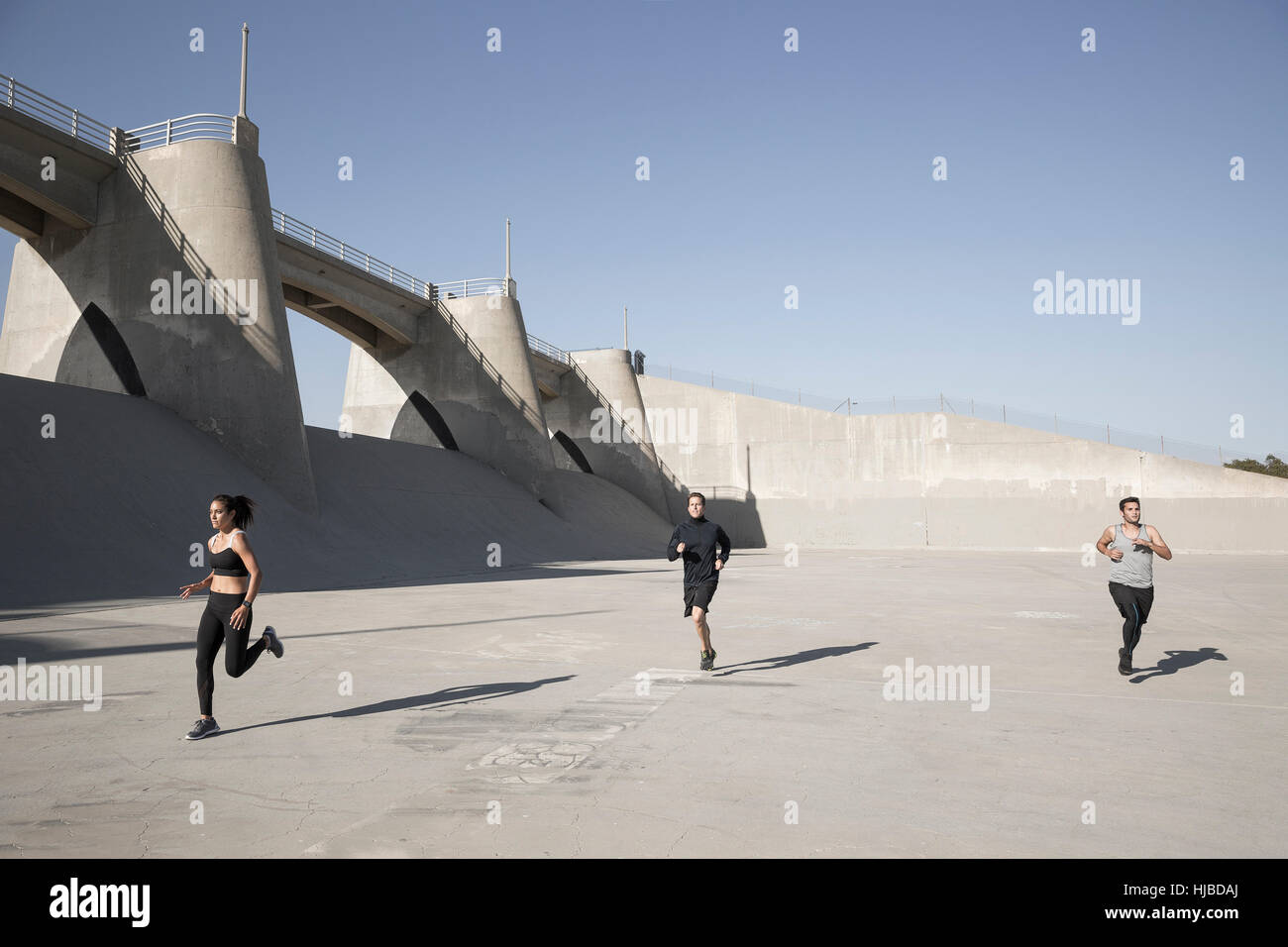 Les athlètes le jogging, Van Nuys, Californie, USA Banque D'Images