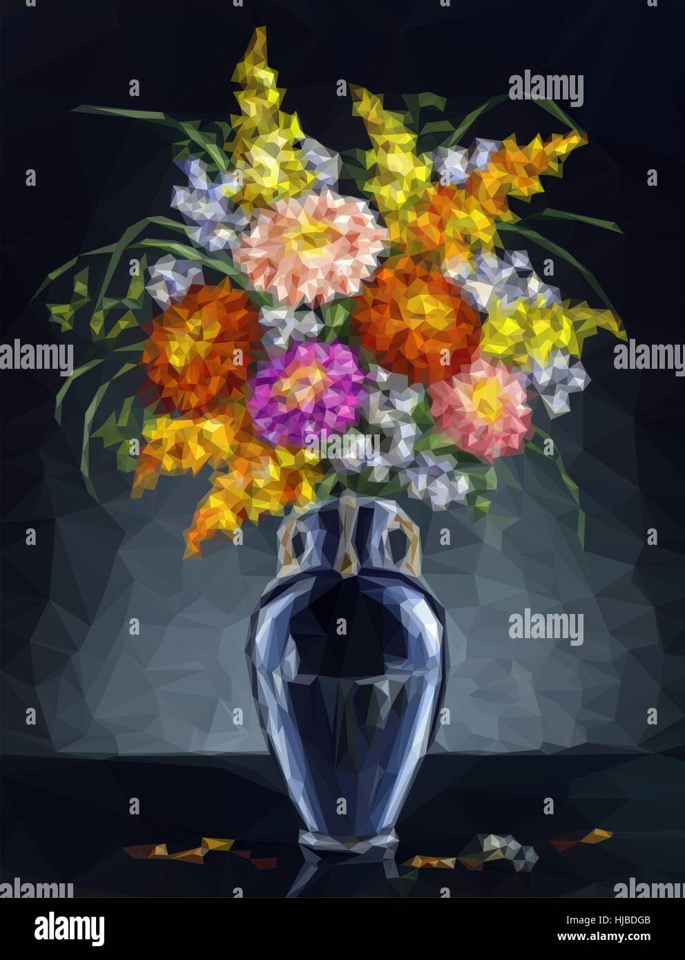 Asters, fleurs Poly bas Illustration de Vecteur