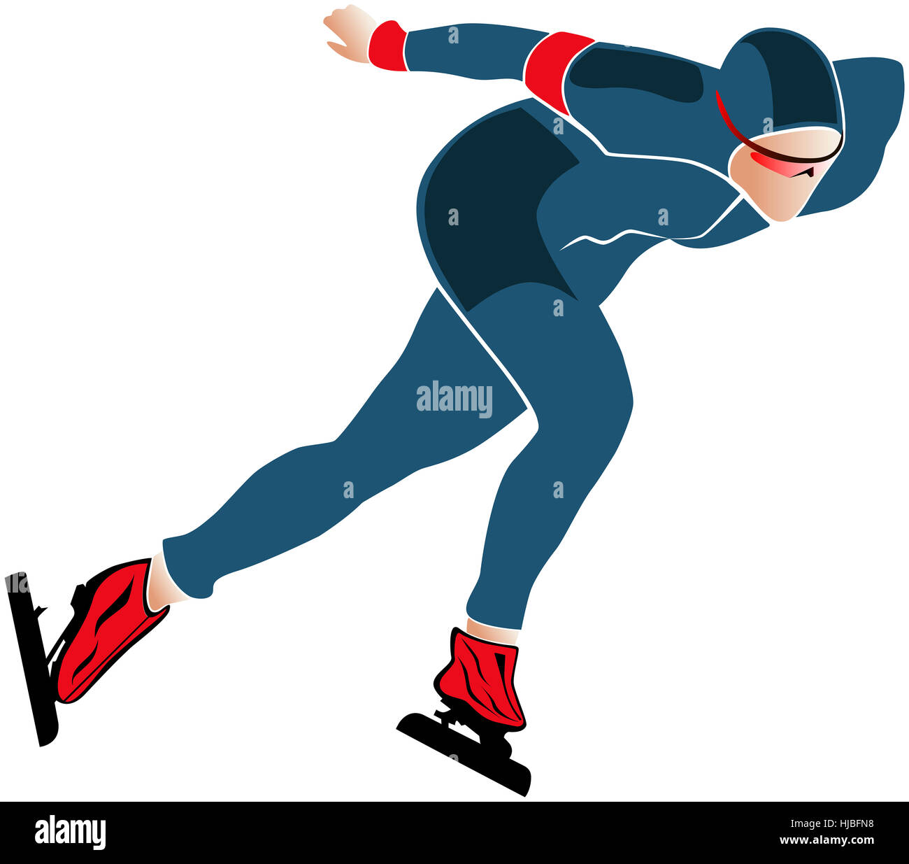 Athlète masculin silhouette couleur patinage de vitesse vector illustration Banque D'Images