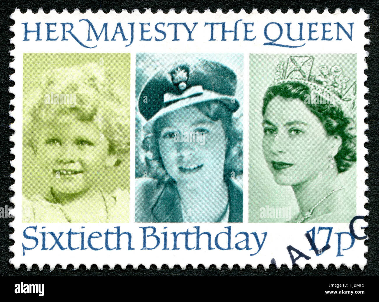 Grande-bretagne - VERS 1986 : un timbre-poste utilisé à partir du Royaume-Uni, pour célébrer le 60e anniversaire de la reine Elizabeth II, vers 1986. Banque D'Images