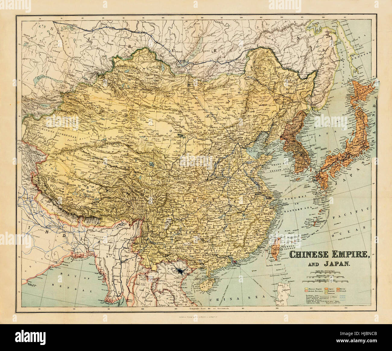 Carte de Chine 1900 Photo Stock - Alamy
