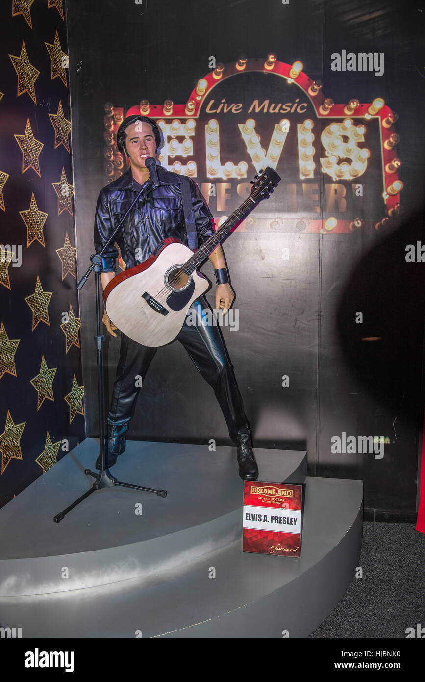 Foz do Iguazu, Brésil - Juillet 10, 2016 : Elvis Presley cire figure au musée de cire à Foz do Iguaçu, Brésil Banque D'Images