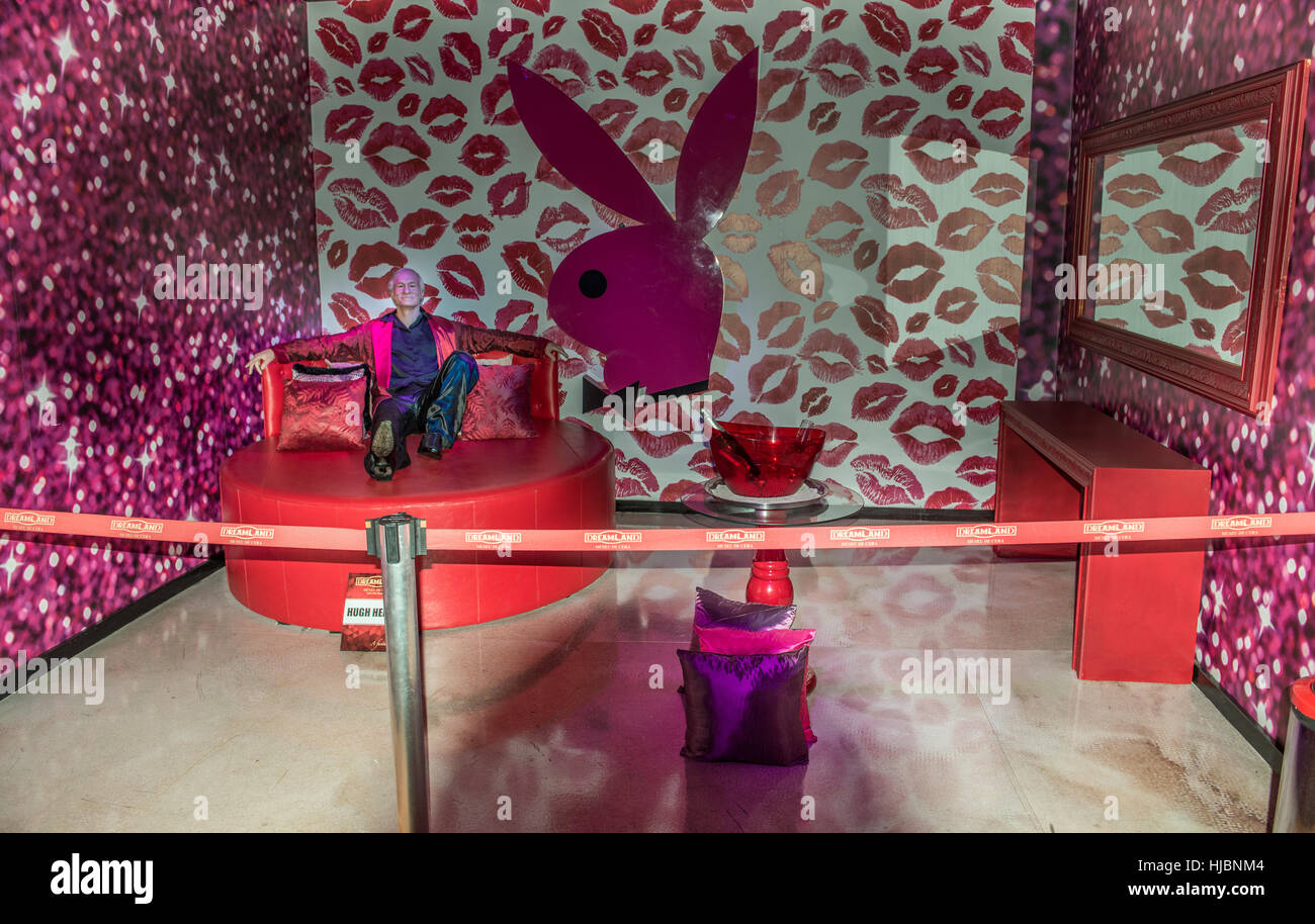 Foz do Iguazu, Brésil - Juillet 10, 2016 : Hugh Hefner cire figure au musée de cire à Foz do Iguaçu, Brésil Banque D'Images