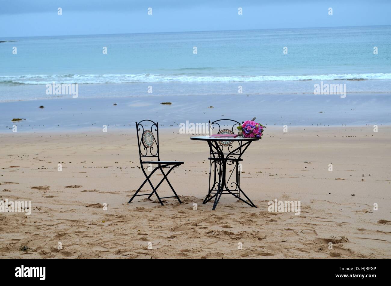 Table et chaises de plage Banque D'Images