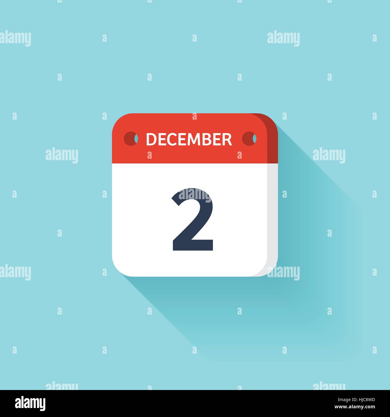 Le 2 décembre. L'icône Calendrier isométrique avec ombre.Vector Illustration,télévision Style.le mois et le jour.dimanche,lundi,mardi,mercredi,jeudi,vendredi,samedi Illustration de Vecteur