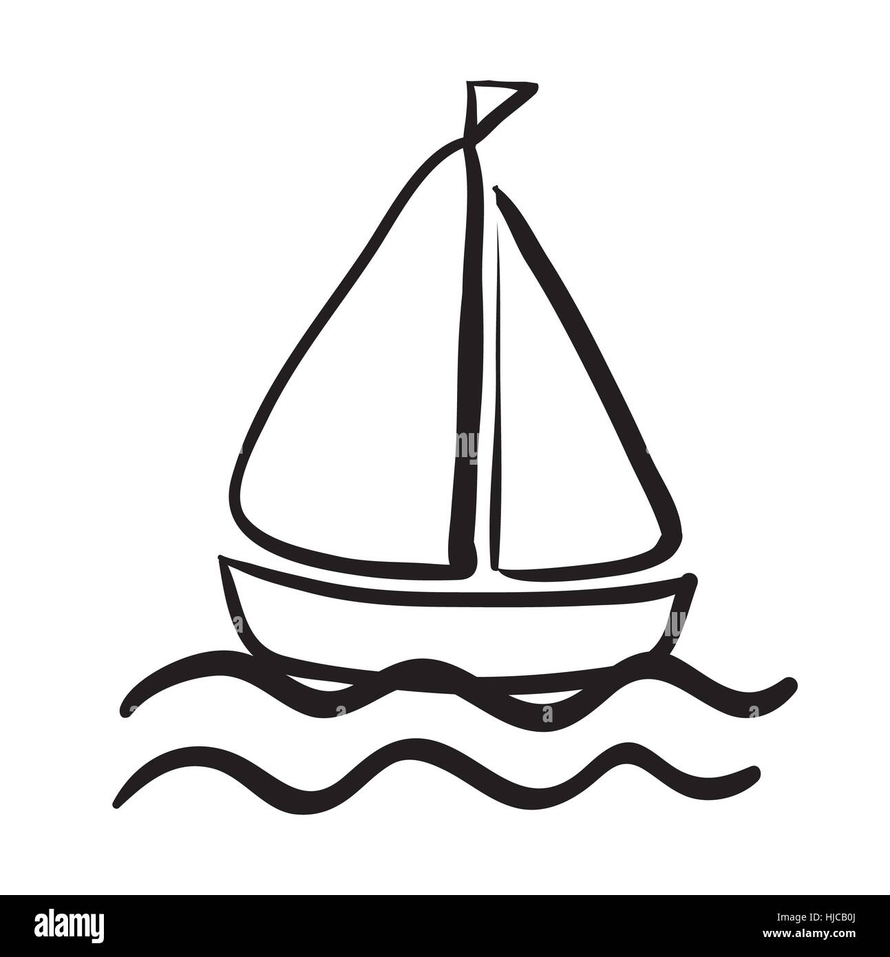 Illustration d'un navire croquis sur un fond blanc Banque D'Images