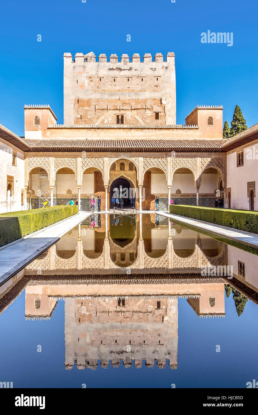 La Cour des Myrtes de l'Alhambra Grenade Espagne Banque D'Images