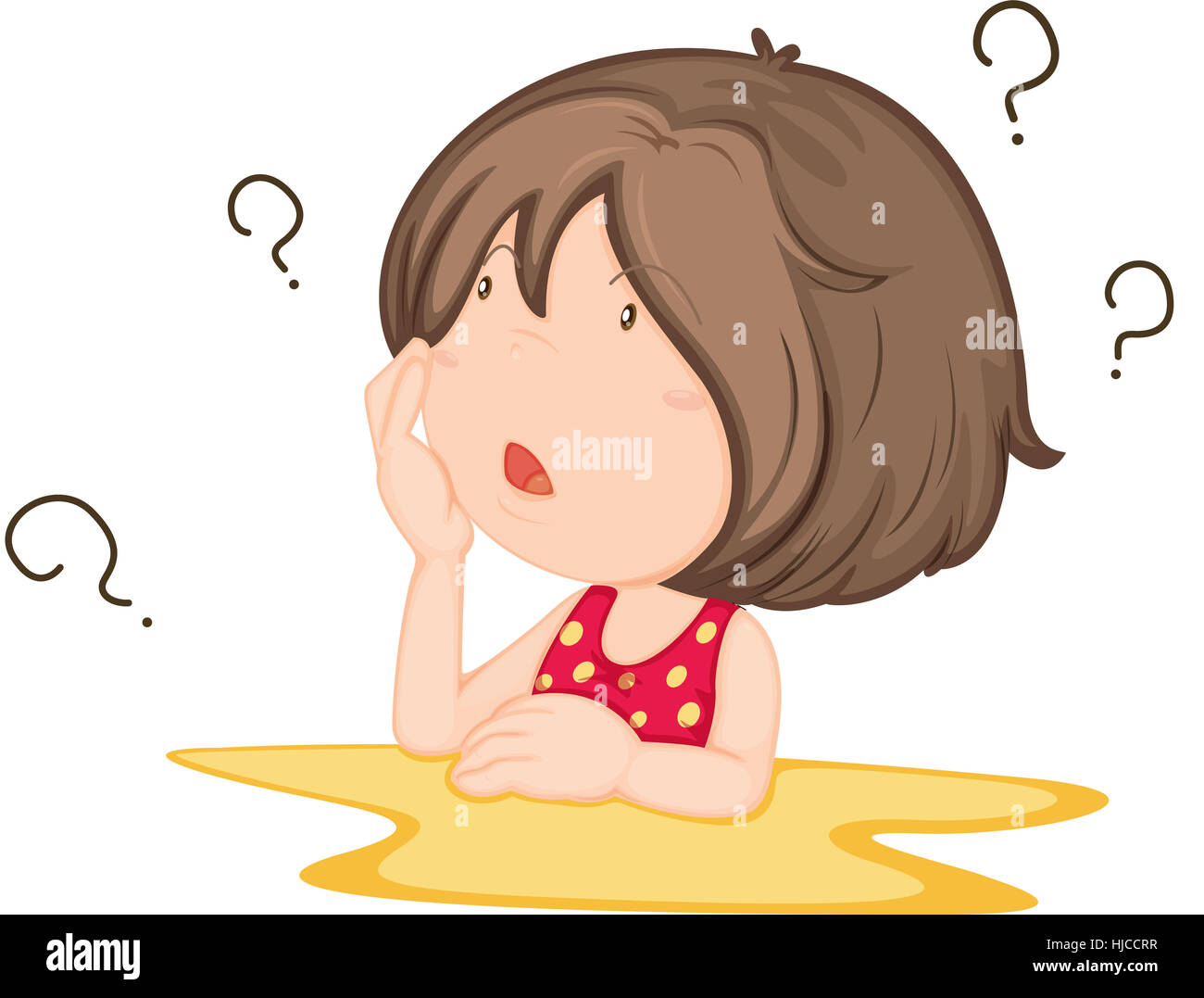 Illustration d'une jeune fille inquiète sur fond blanc Photo Stock - Alamy