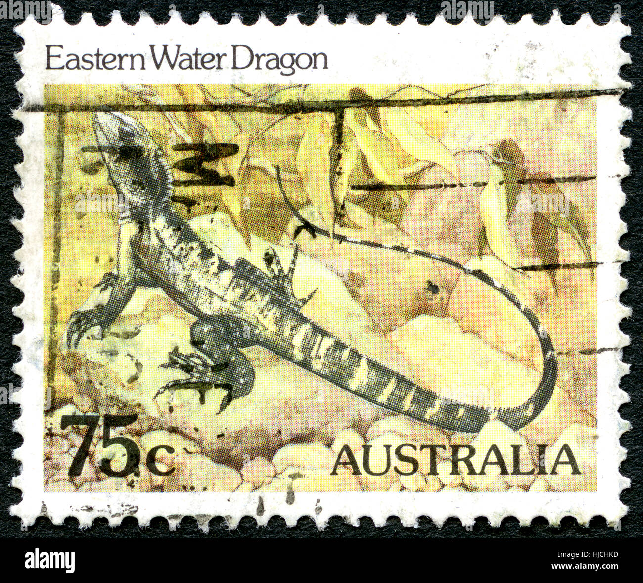 L'AUSTRALIE - circa 1981 : un timbre-poste utilisé à partir de l'Australie, représentant une illustration d'un Dragon de l'eau de l'Est, vers 1981. Banque D'Images