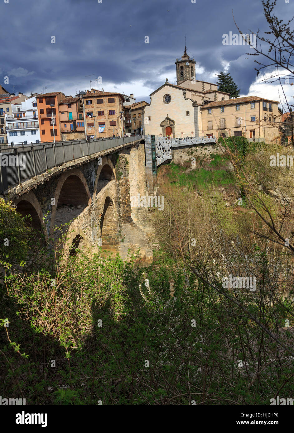 L'église, pont, Espagne, romaine, d'entrée, rustique, rustique, catalan, en milieu rural, Banque D'Images