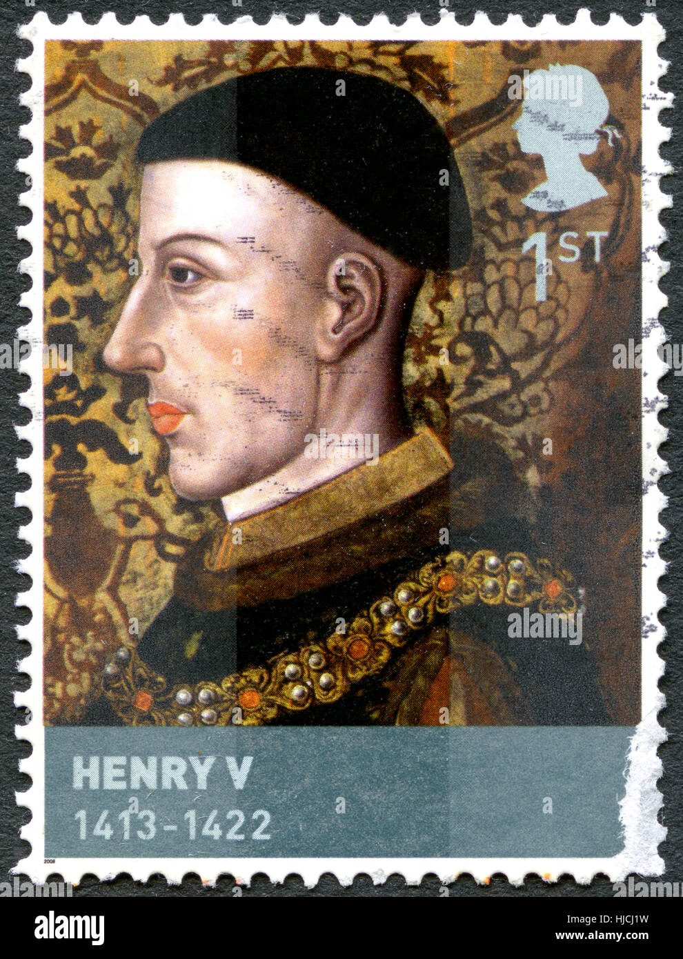 Royaume-uni - circa 2008 : un timbre-poste utilisé depuis le Royaume-Uni, représentant une illustration du roi Henry V, vers 2008. Banque D'Images