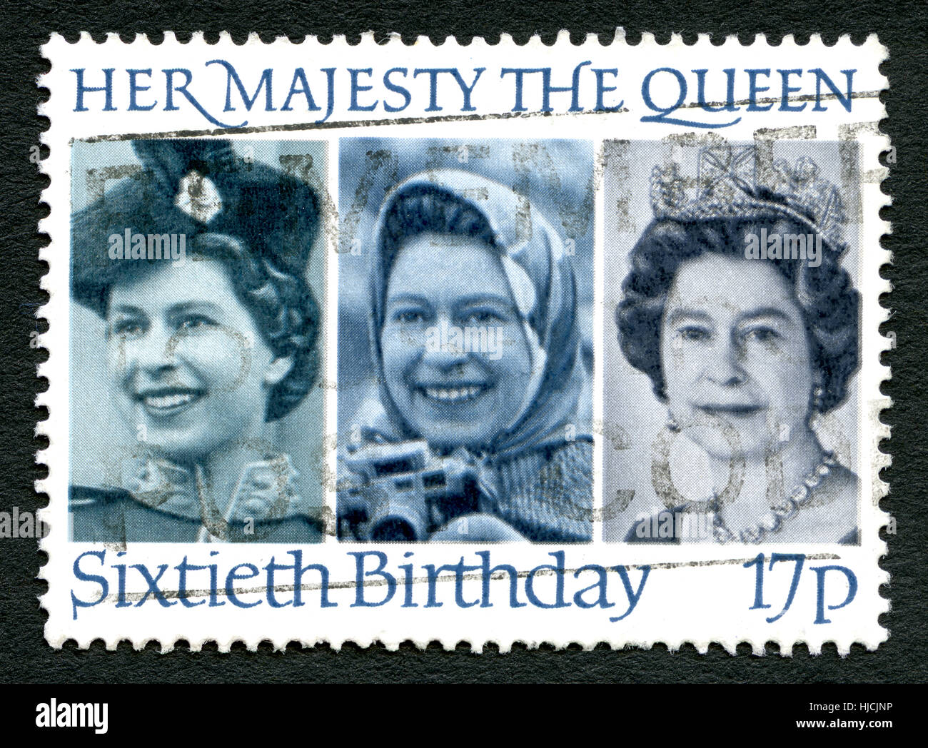 Grande-bretagne - VERS 1986 : un timbre-poste utilisé à partir du Royaume-Uni, pour célébrer le 60e anniversaire de la reine Elizabeth II, vers 1986. Banque D'Images