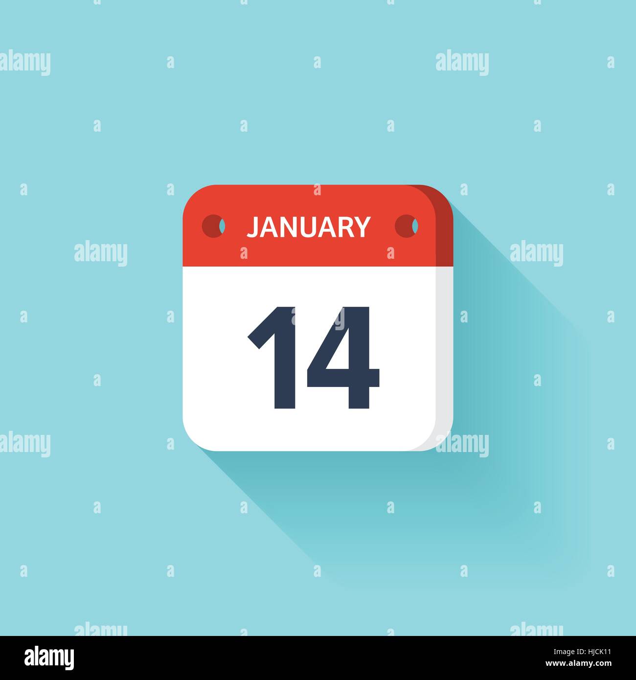 14 janvier. L'icône Calendrier isométrique avec ombre.Vector Illustration,télévision Style.le mois et le jour.dimanche,lundi,mardi,mercredi,jeudi,vendredi,samedi Illustration de Vecteur