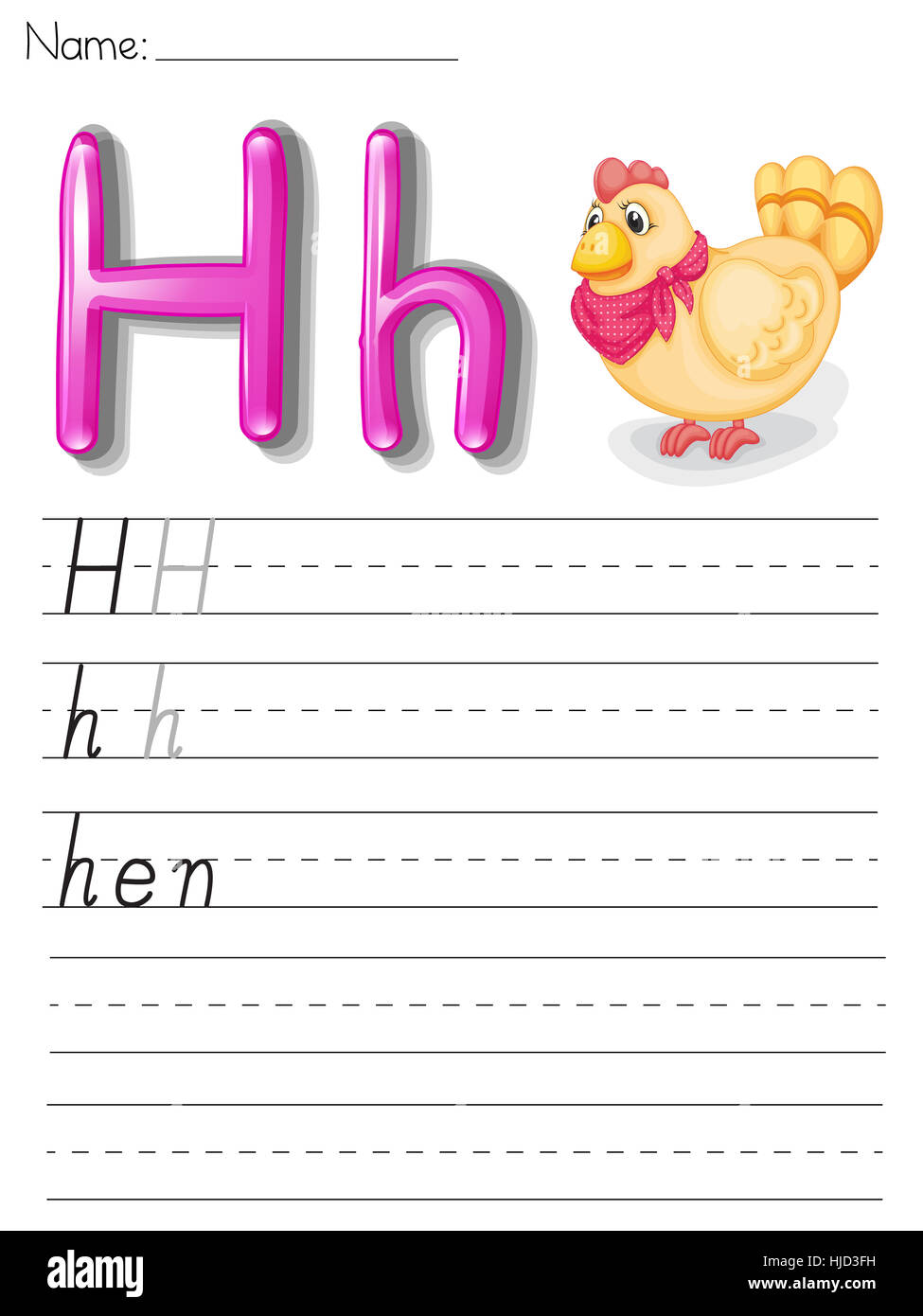 Feuille d'Alphabet sur papier blanc Banque D'Images