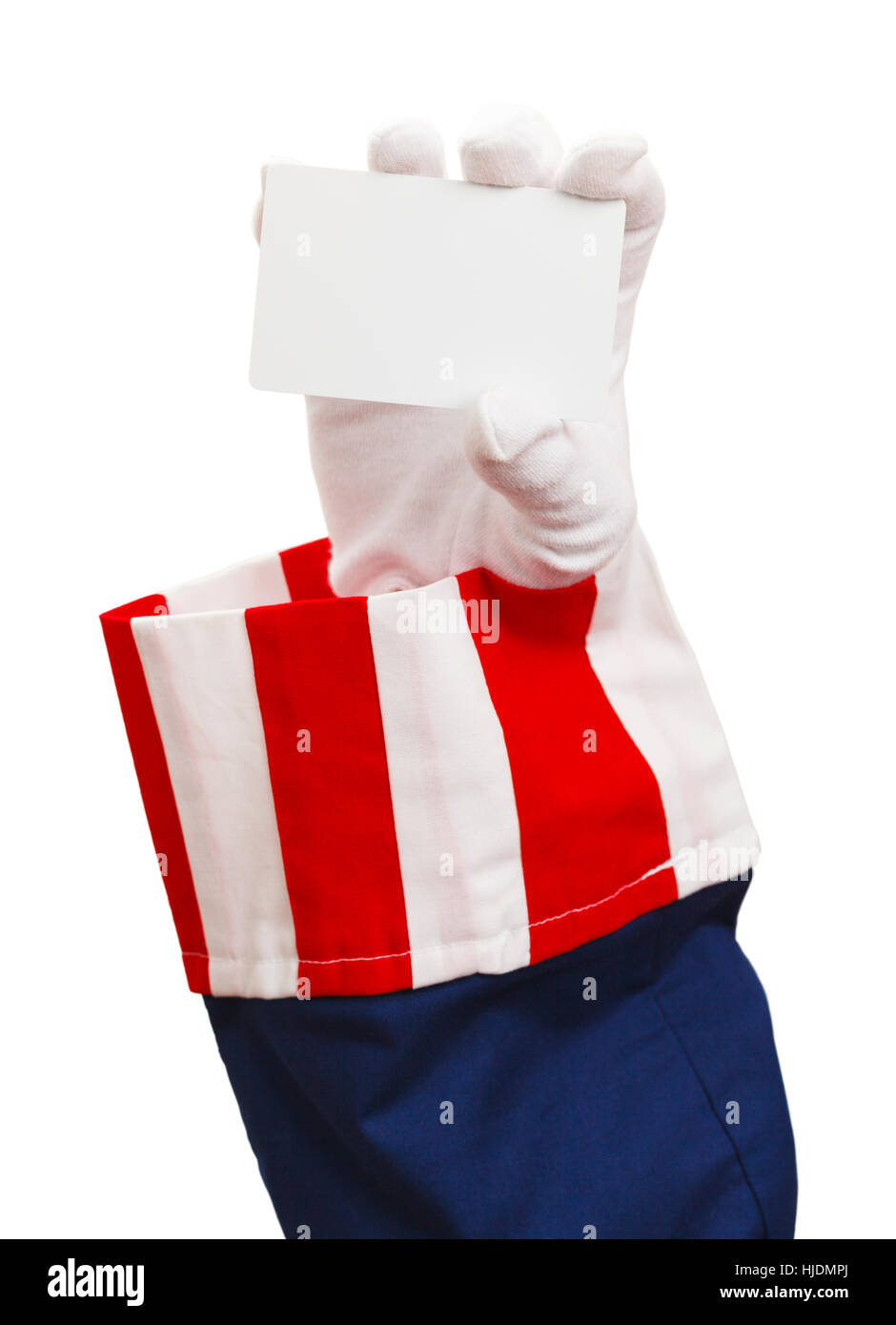 Le président Holding Blank Card isolé sur fond blanc. Banque D'Images