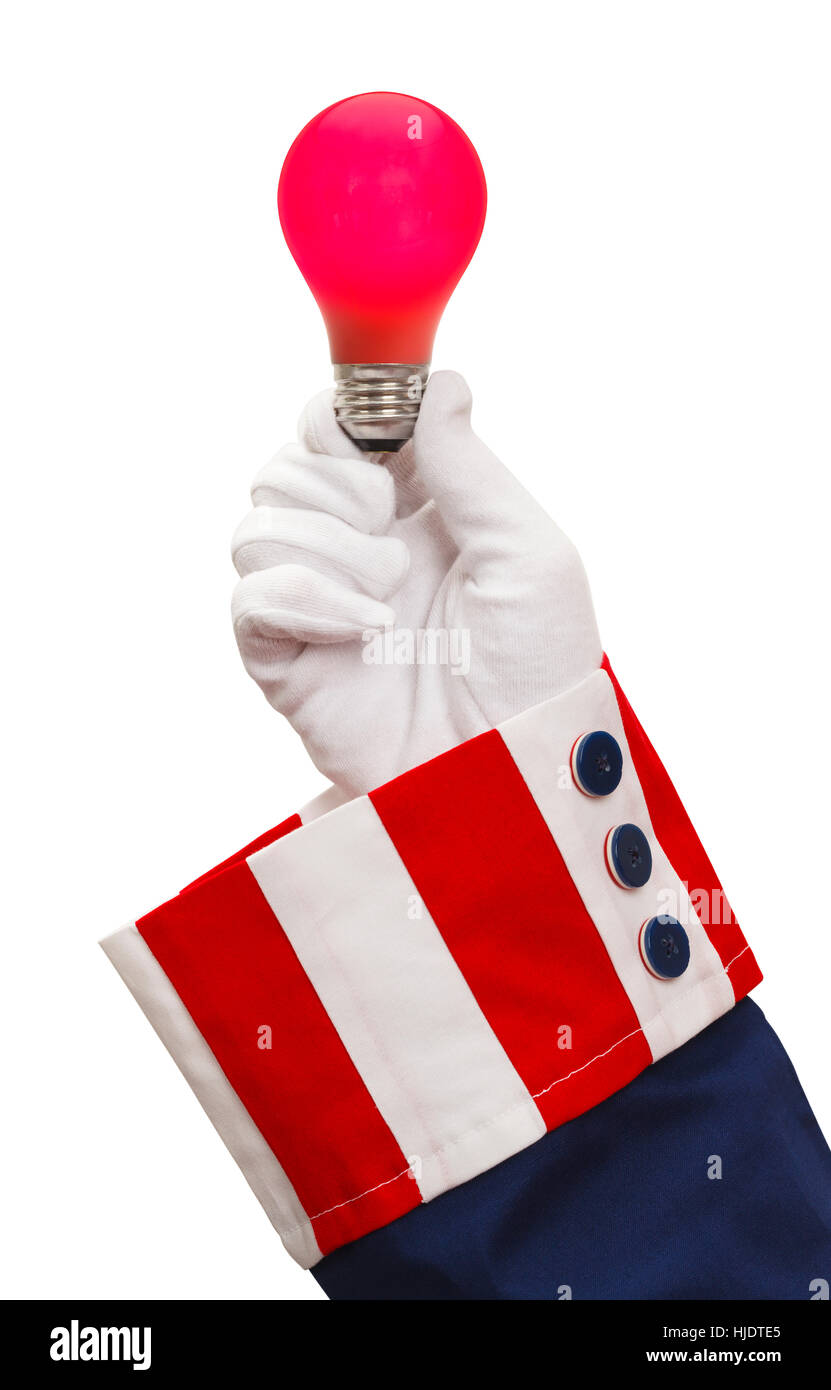 Président de l'ampoule rouge isolé sur blanc. Banque D'Images