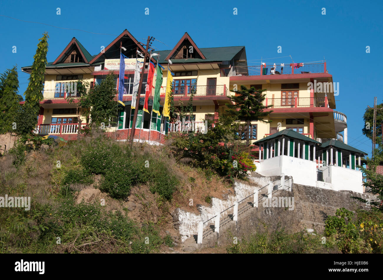 Hôtel Mandal dans Ghang Bhalukpong, sur la frontière de l'Assam et Arunachal Pradesh, démontre un fond culturel tibétain Banque D'Images