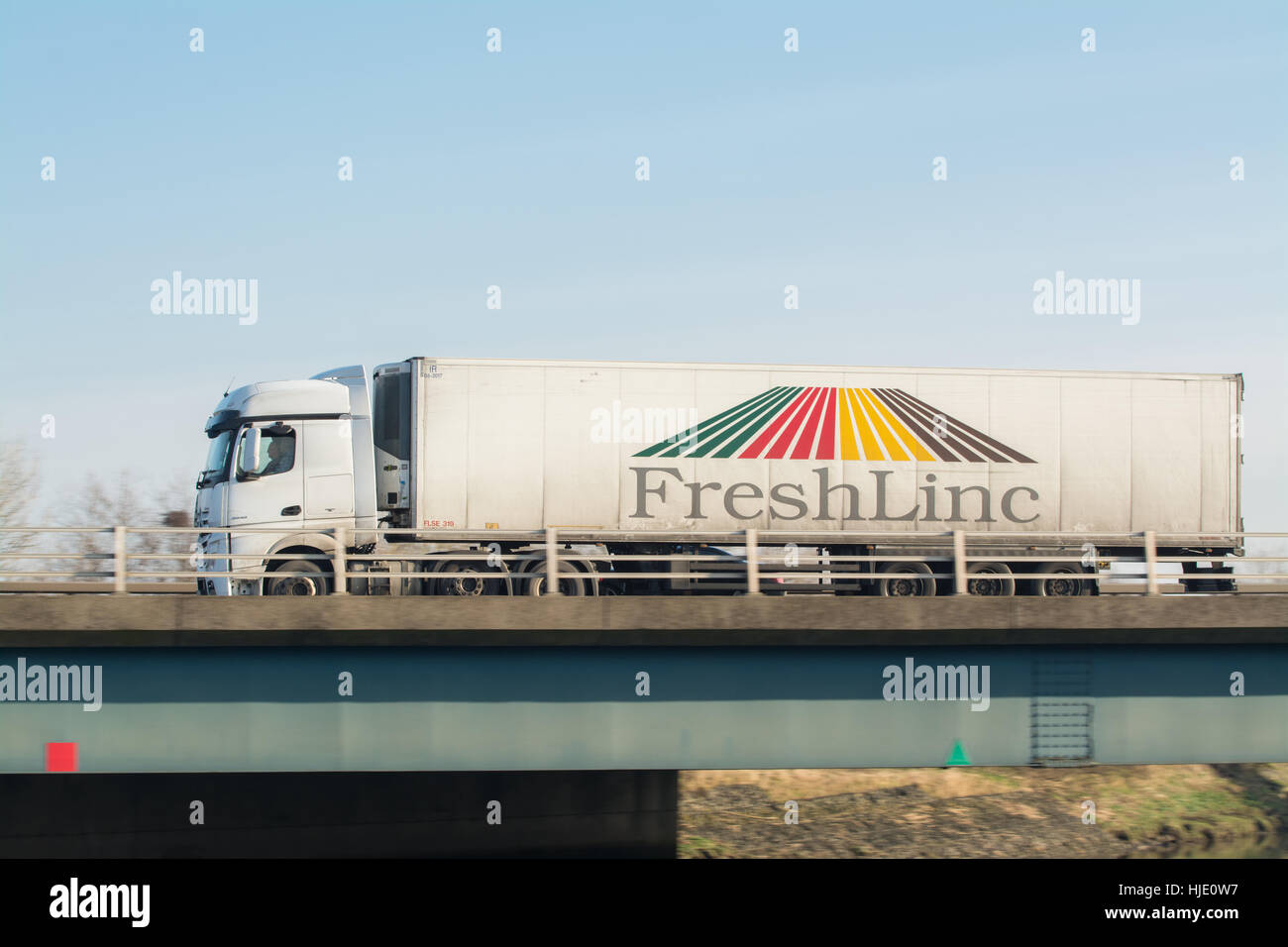 Freshlinc camion distribution à température contrôlée - Écosse, Royaume-Uni Banque D'Images