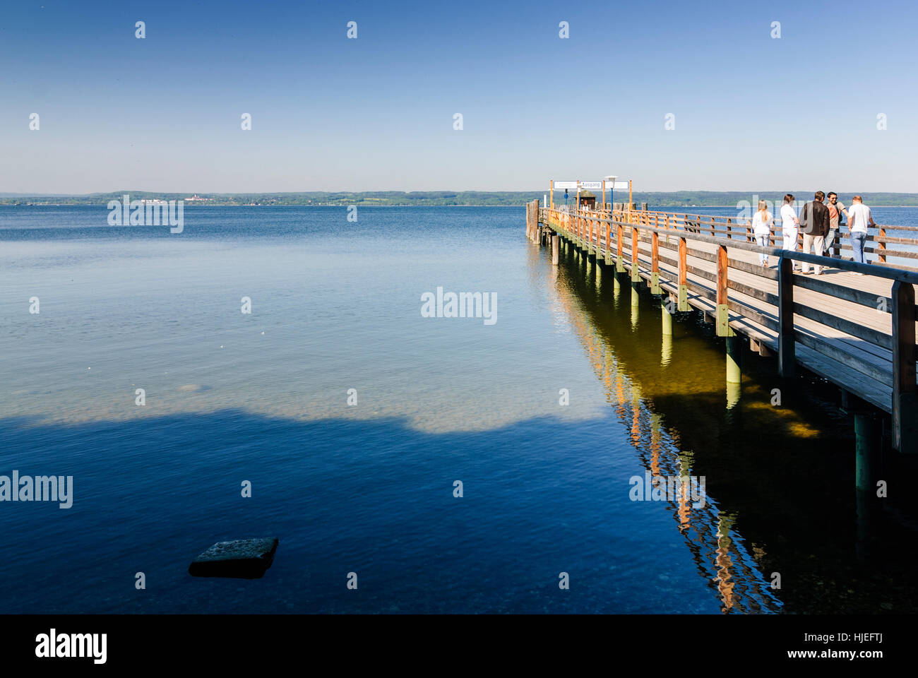 Arefu : le lac Ammersee ; jetty, Oberbayern, Upper Bavaria, Bayern, Bavière, Allemagne Banque D'Images