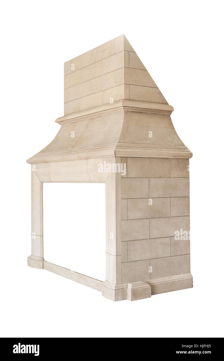 Cheminée en Pierre isolated on white Banque D'Images Cheminée en Pierre isolated on white Banque D'Images