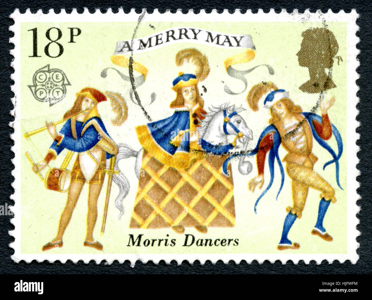 Grande-bretagne - circa 1981 : un timbre-poste utilisé à partir du Royaume-Uni, la célébration de Morris Dancers - une danse folklorique traditionnel anglais, vers 1981. Banque D'Images