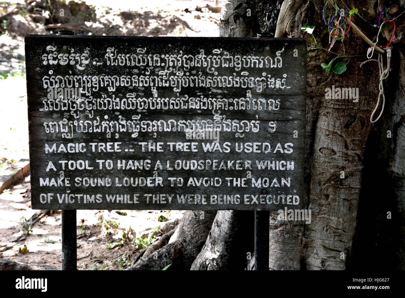 Le site du mémorial de l'arbre magique - The Killing Fields - Musée de Choeung Ek Cambodge ( fosse commune des victimes de Pol Pot - Khmers rouges à partir de 1963 - 1997. Phnom Penh Cambodge ) Banque D'Images