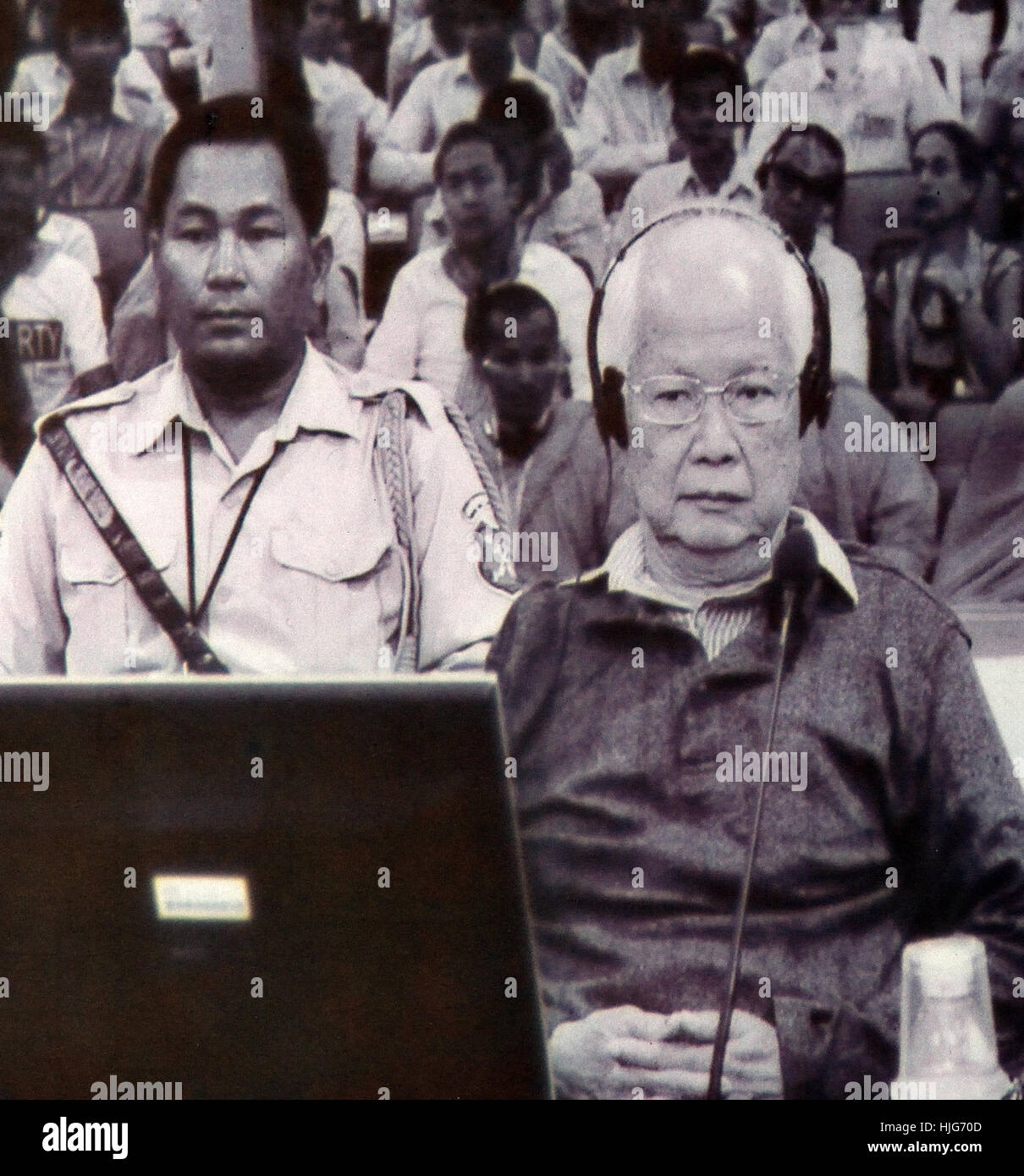 Khiev Samphan ( ex chef de l'Etat ) Site Memorial The Killing Fields - Musée de Choeung Ek Cambodge ( fosse commune des victimes de Pol Pot - régime Khmer Rouge1975 - Banque D'Images