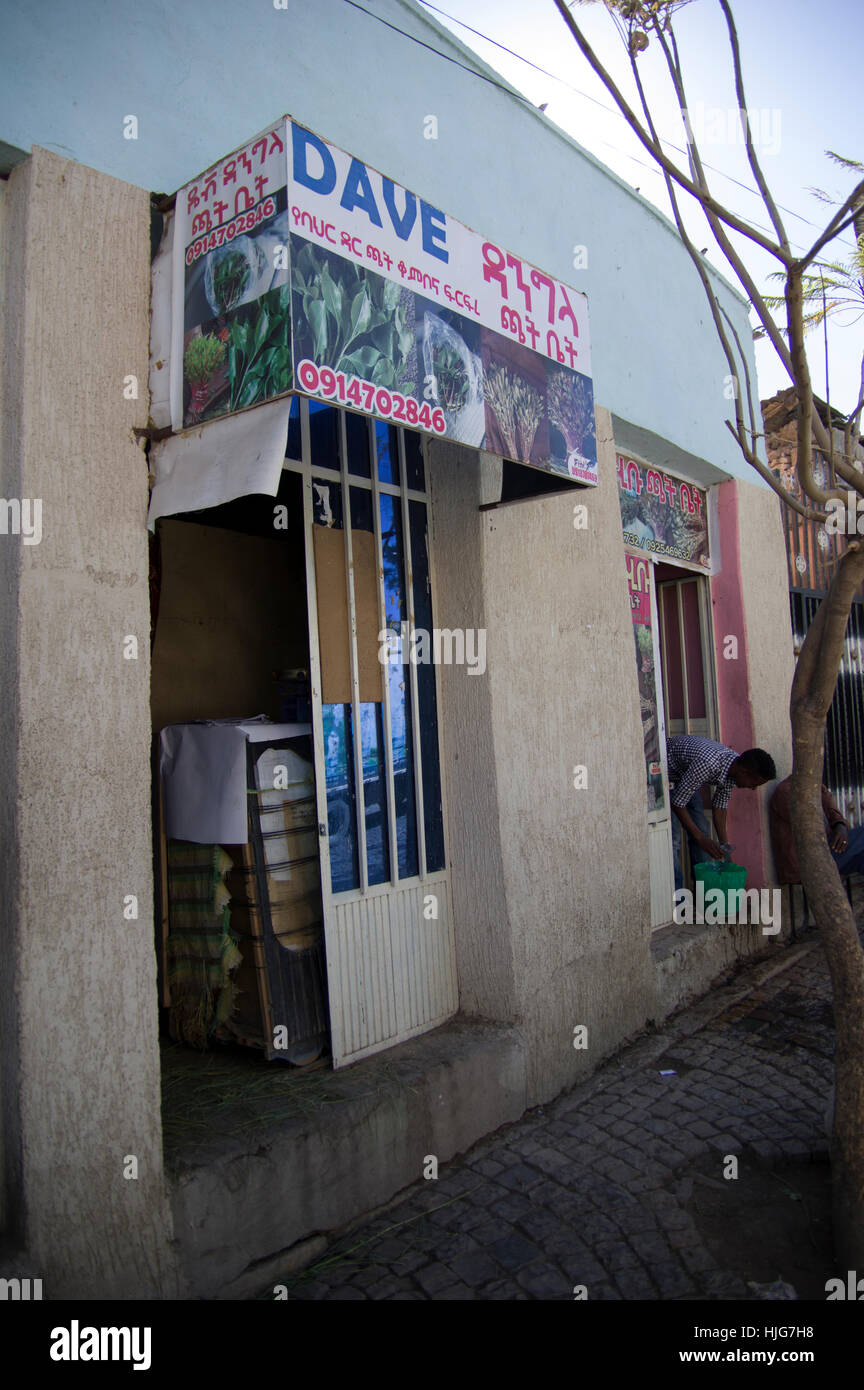 Dave le khat maison avec un numéro de téléphone mobile, vend la drogue largement mâché au Yémen, en Somalie et en Éthiopie est aujourd'hui légal Banque D'Images