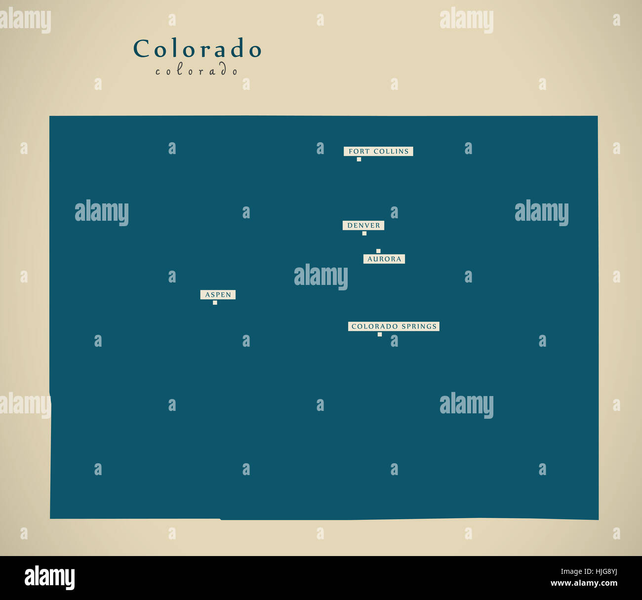 Carte moderne - Colorado USA état fédéral illustration silhouette Banque D'Images