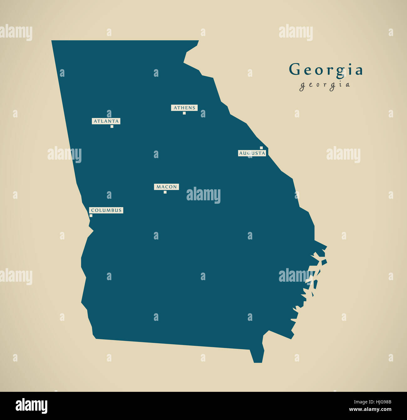 Carte moderne - Georgia USA état fédéral illustration silhouette Banque D'Images