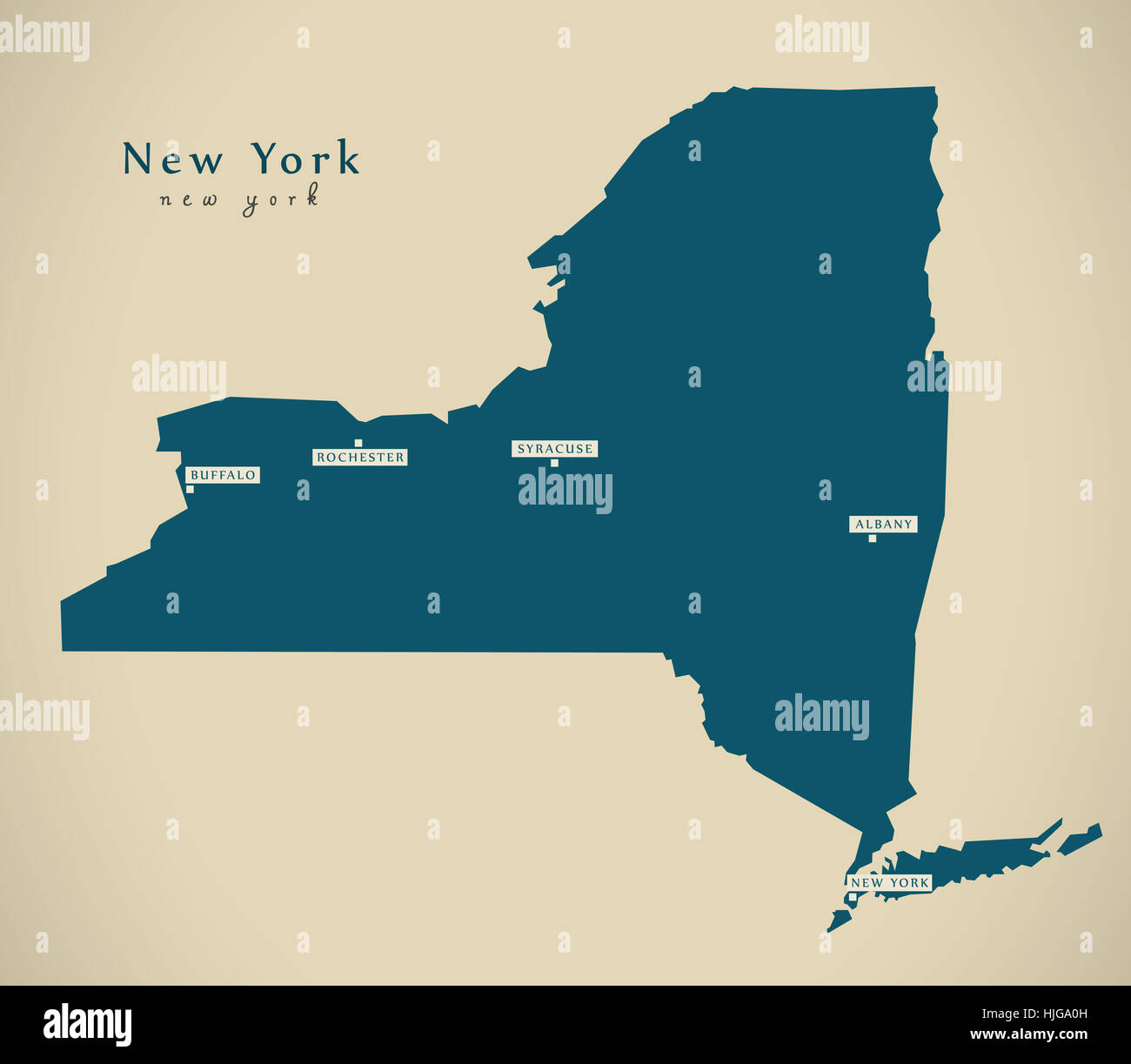 Carte moderne - New York USA état fédéral illustration silhouette Banque D'Images