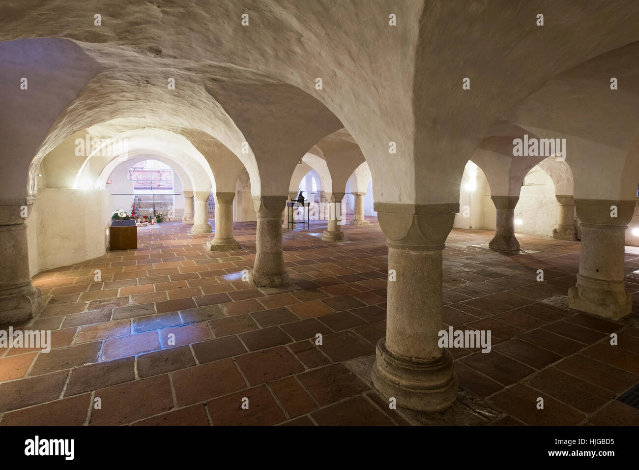 Crypte orientale romane à l'intérieur de la cathédrale d'Augsbourg, Augsburg, souabe, Bavière, Allemagne Banque D'Images