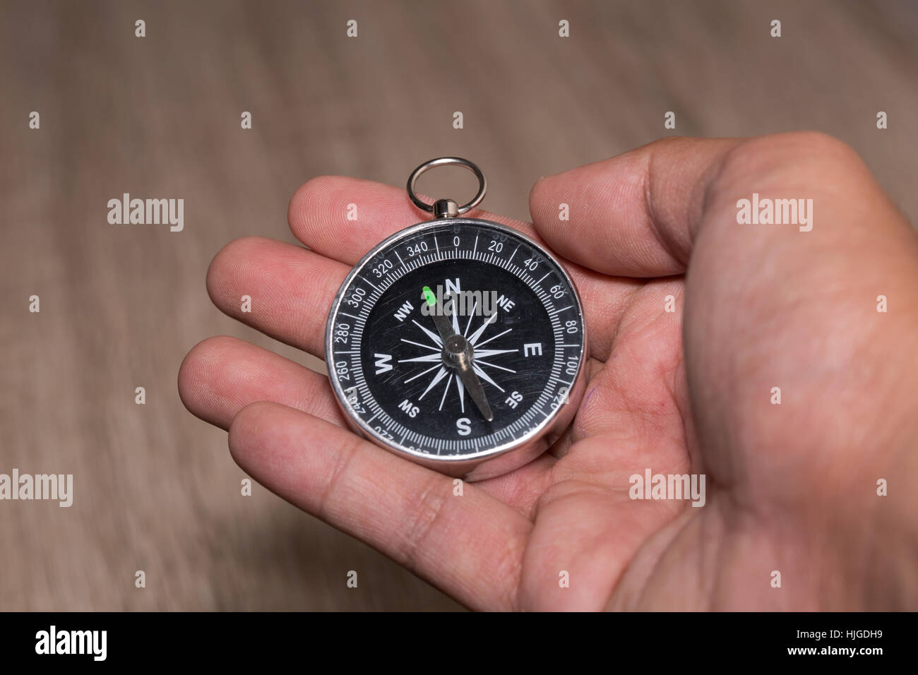 Compass Point et au nord sur la main. Banque D'Images