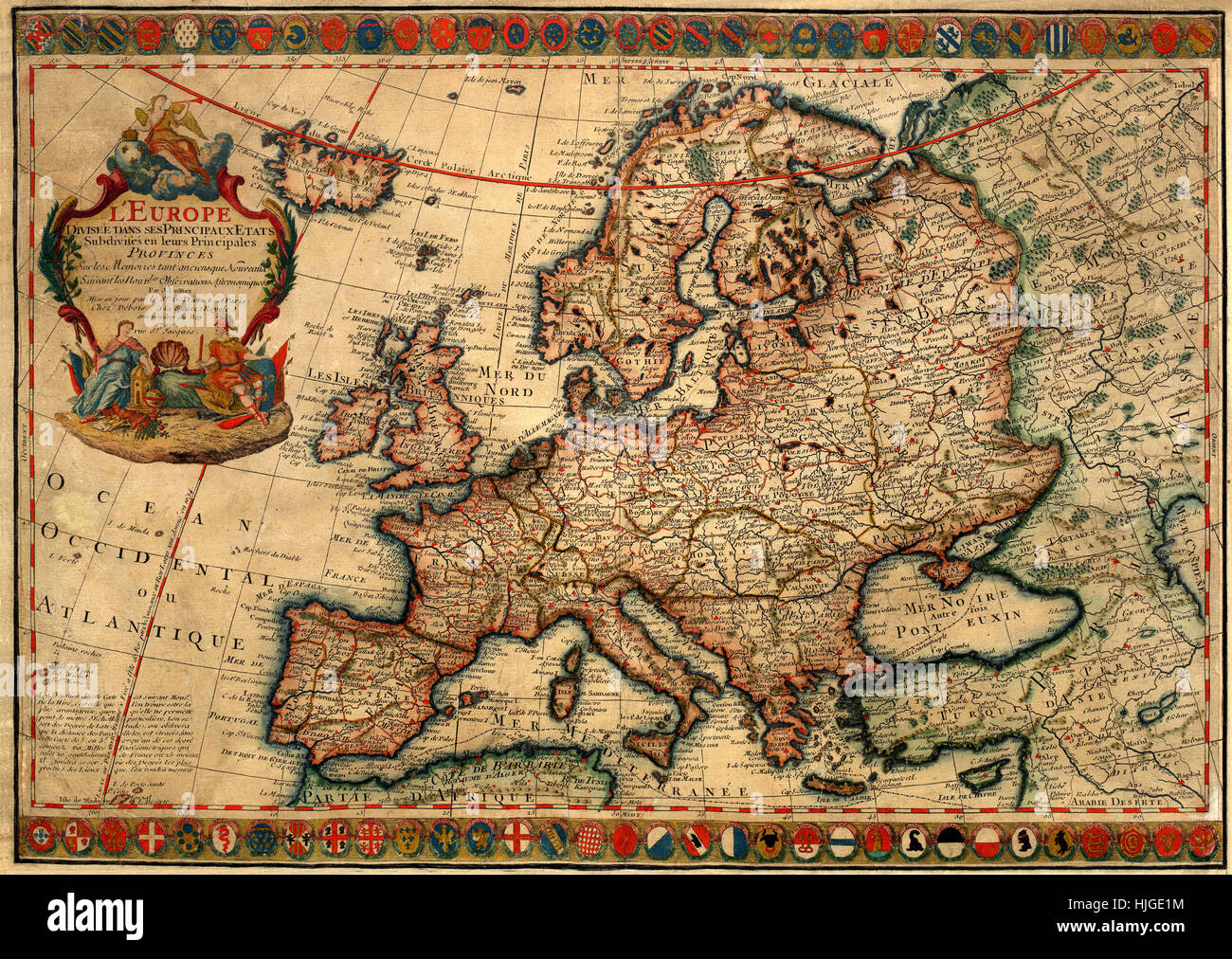Carte de l'Europe 1700 Banque D'Images
