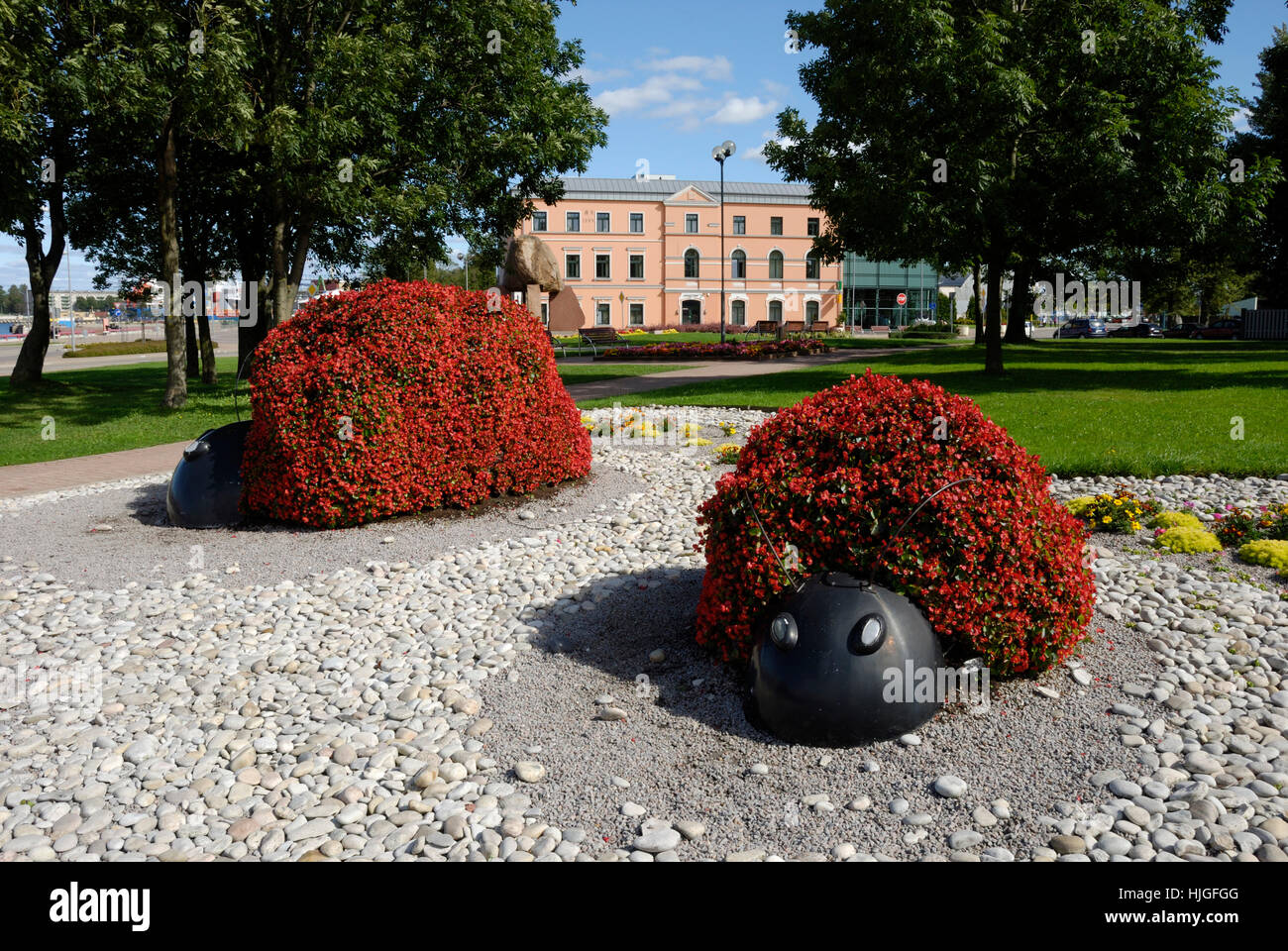 Sculpture fleur coccinelles à Ventspils Banque D'Images