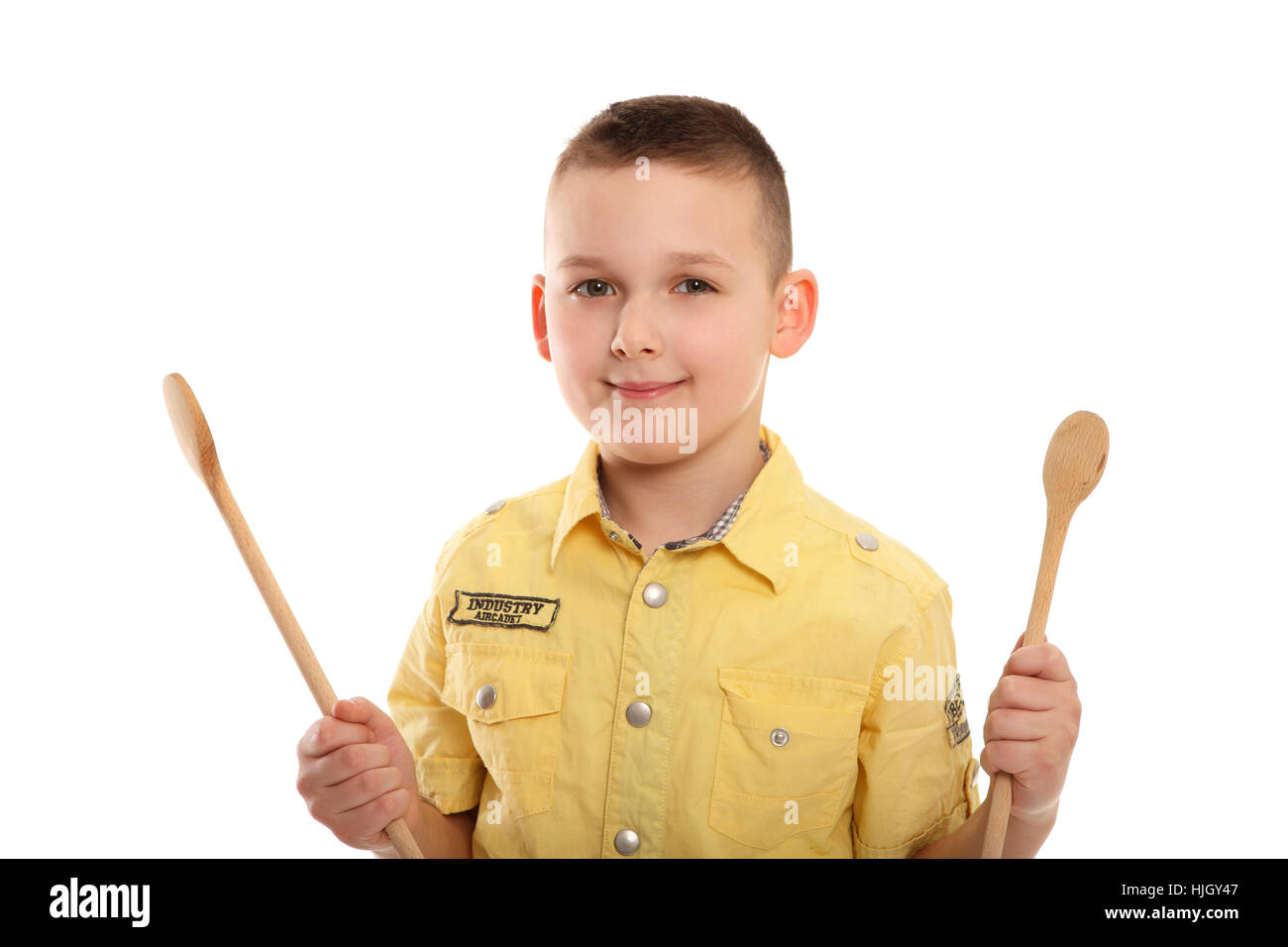 La santé, portrait, de plus petits, Cook, cuillère en bois, les jeunes, les plus jeunes, l'enfant, Banque D'Images