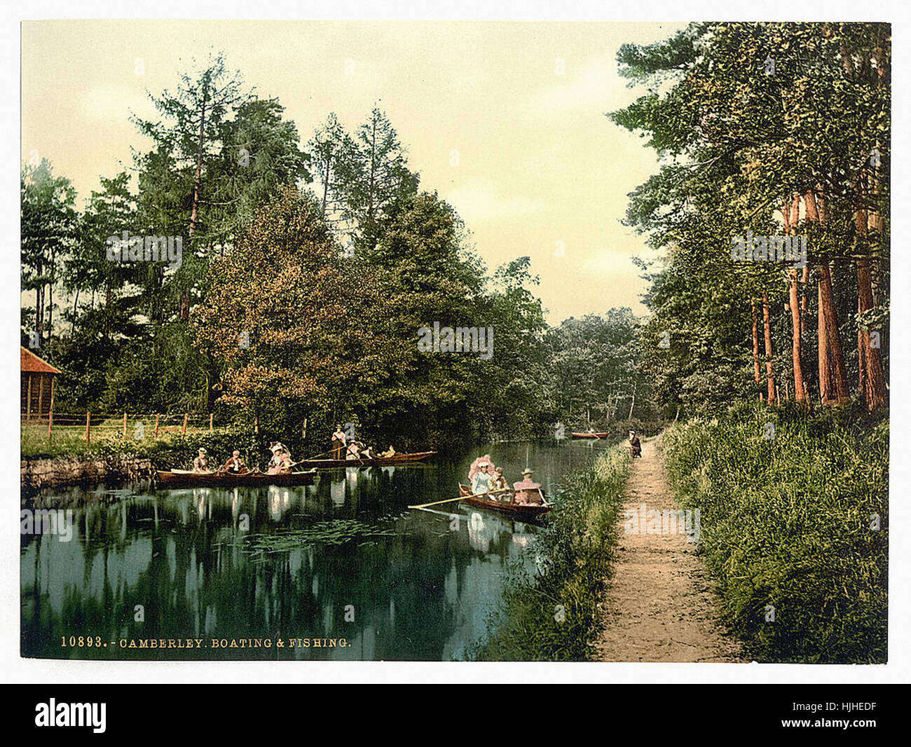 La navigation de plaisance et la pêche, Camberley, Angleterre - Photochrom xixème siècle Banque D'Images