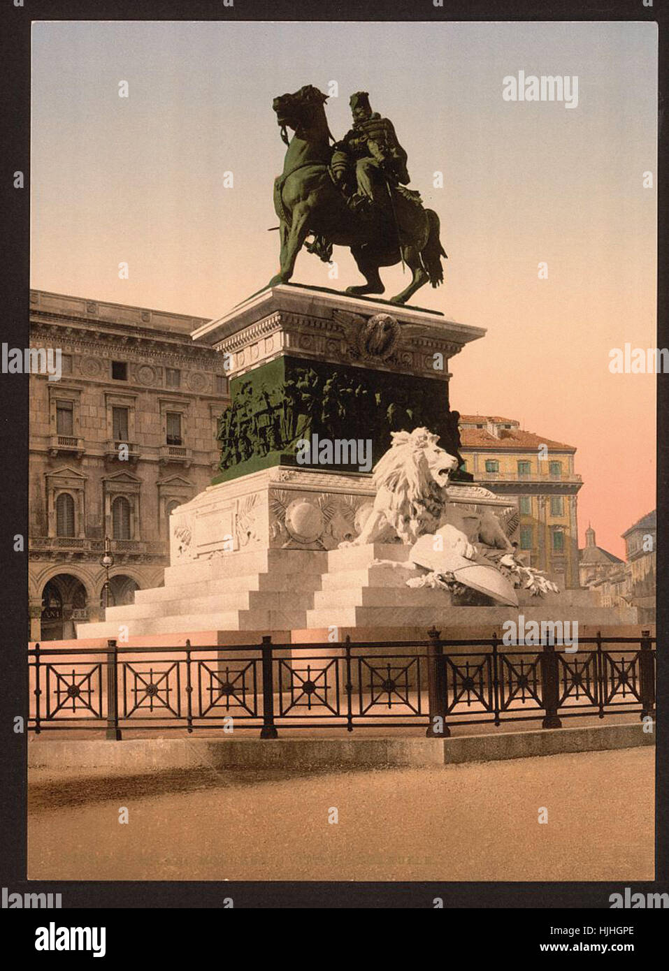 Monument à Victor Emmanuel, Milan, Italie - Photochrom xixème siècle Banque D'Images