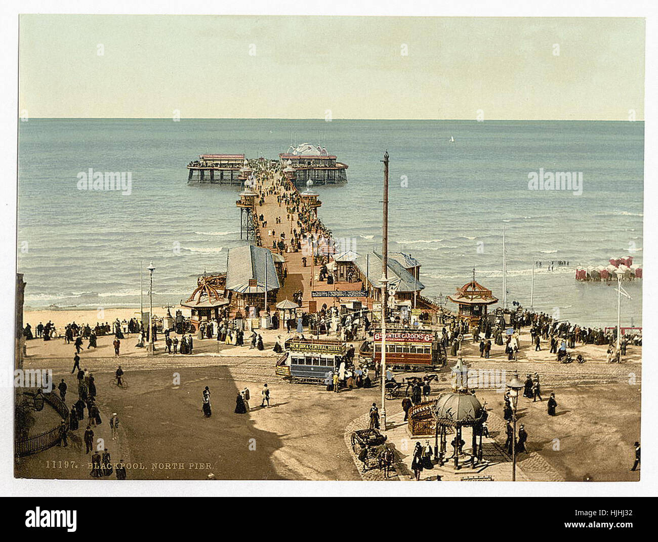 Le North Pier, Blackpool, Angleterre - Photochrom xixème siècle Banque D'Images