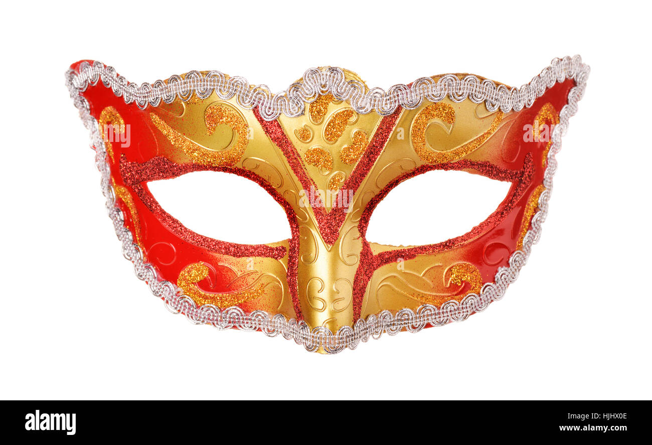 Vue avant du masque de carnaval isolated on white Banque D'Images