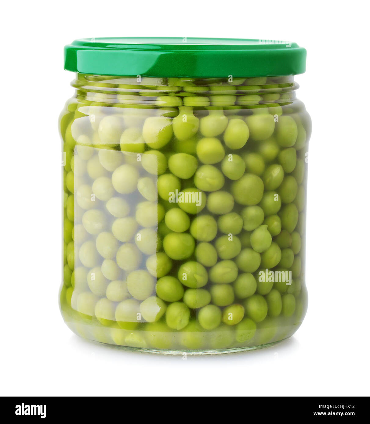 Pot en verre de petits pois isolated on white Banque D'Images