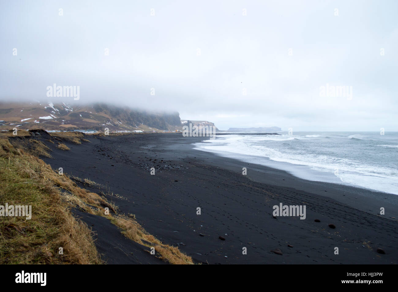 Plage de sable noir, l'Islande Banque D'Images
